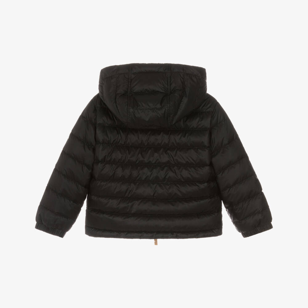 Burberry-Boys Black Padded Puffer Jacket with Check Trims | Childrensalon