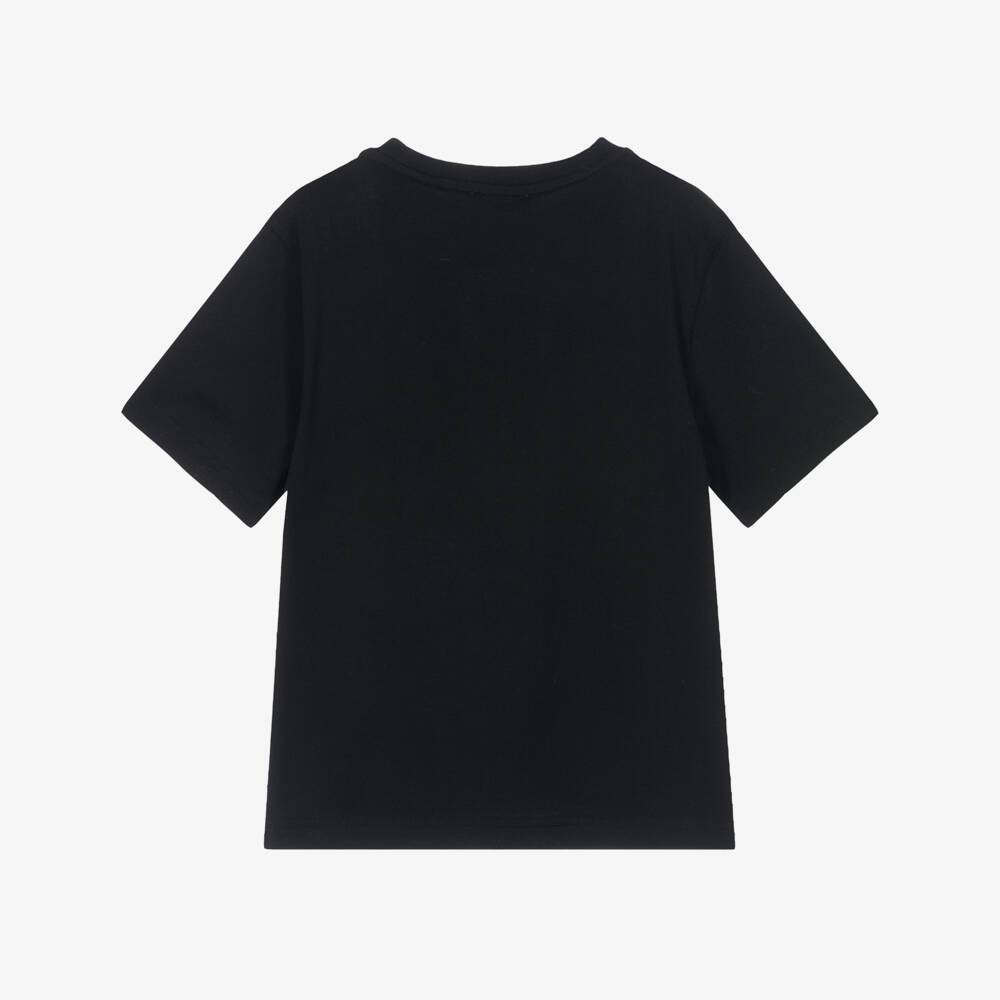 Burberry-Boys Black Thomas Bear Print Cotton T-Shirt | Childrensalon