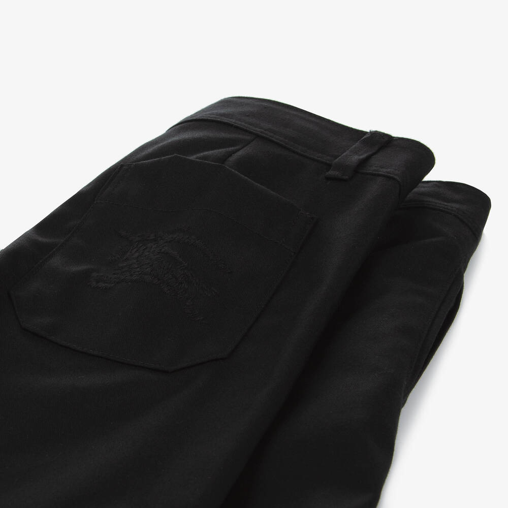 Burberry-Boys Black Twill EKD Shorts | Childrensalon