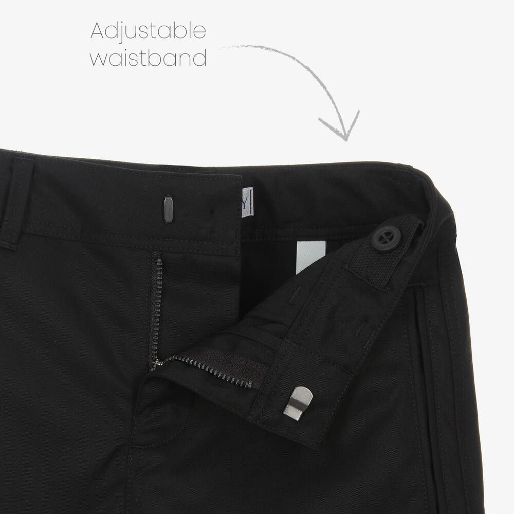 Burberry-Boys Black Twill EKD Shorts | Childrensalon