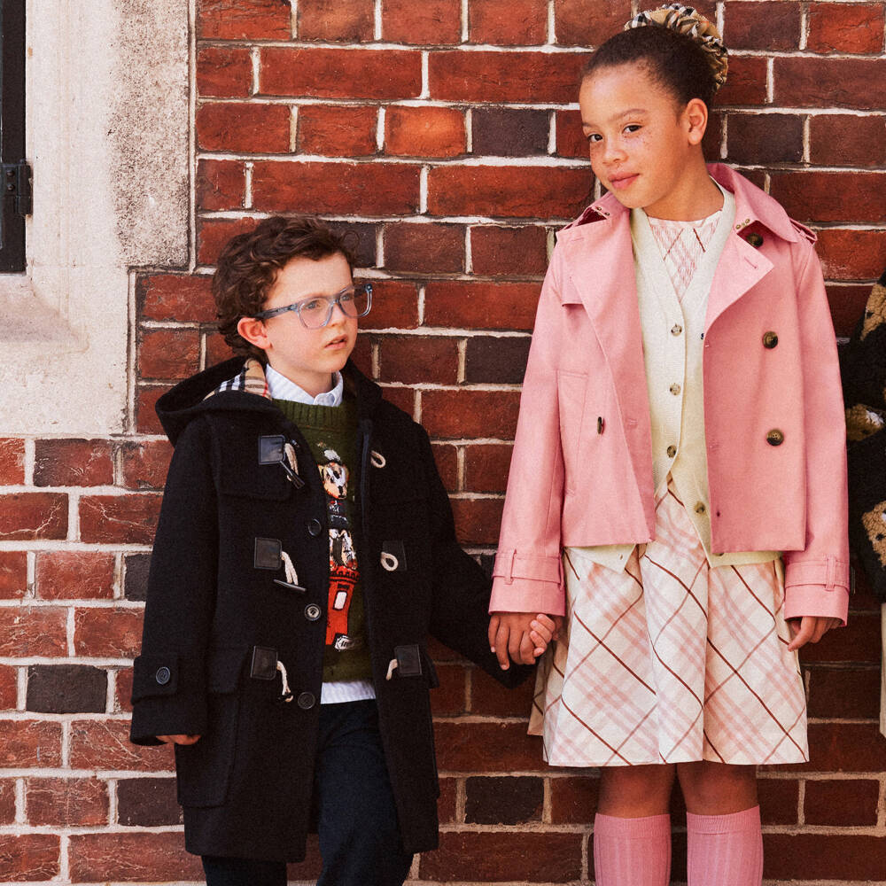 Burberry-Boys Black Wool Edmund Duffle Coat | Childrensalon