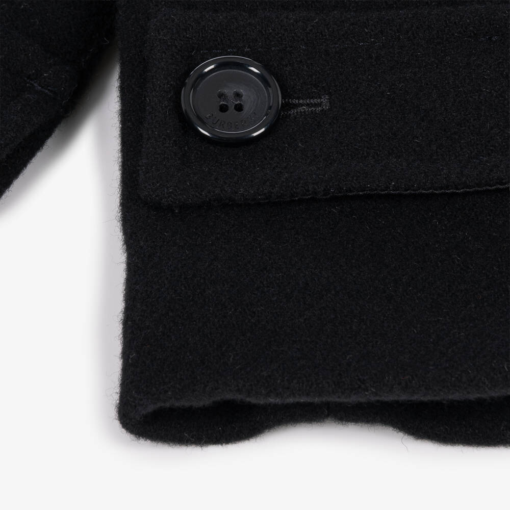 Burberry-Boys Black Wool Edmund Duffle Coat | Childrensalon