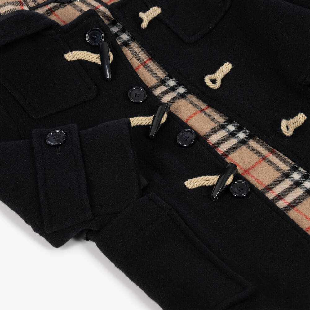 Burberry-Boys Black Wool Edmund Duffle Coat | Childrensalon