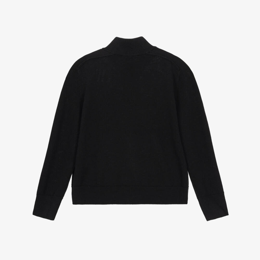 Burberry-Boys Black Wool Sweater with Burberry Check | Childrensalon