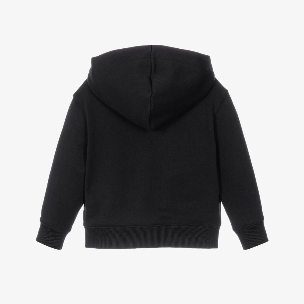 Burberry-Boys Black Zip-Up Top with Check Knight Stamp | Childrensalon