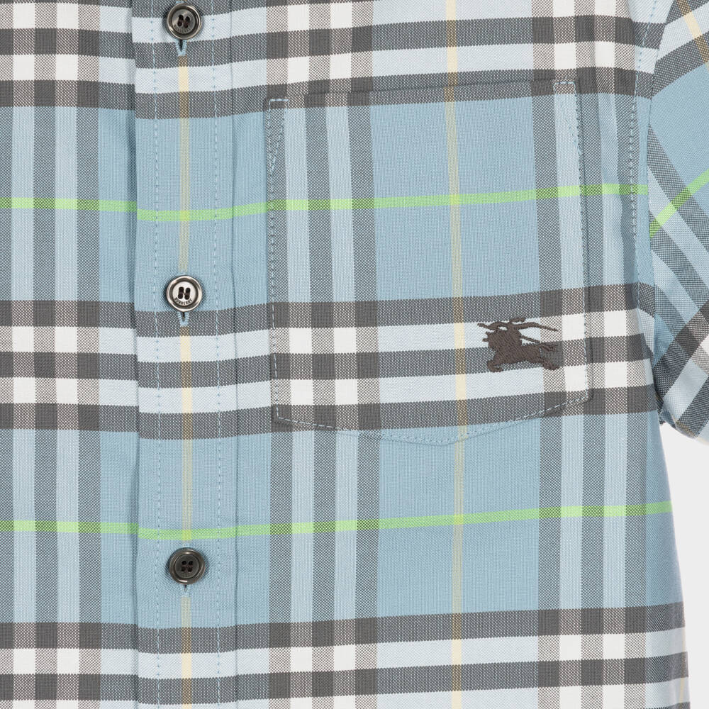 Burberry-Boys Blue Burberry Check Shirt | Childrensalon