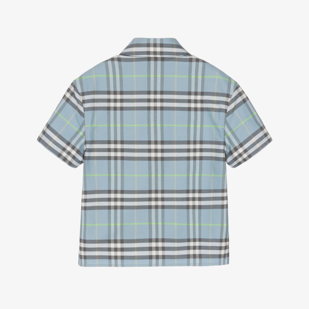 Burberry-Boys Blue Burberry Check Shirt | Childrensalon