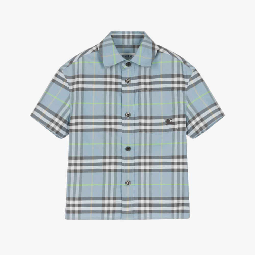 Burberry-Boys Blue Burberry Check Shirt | Childrensalon