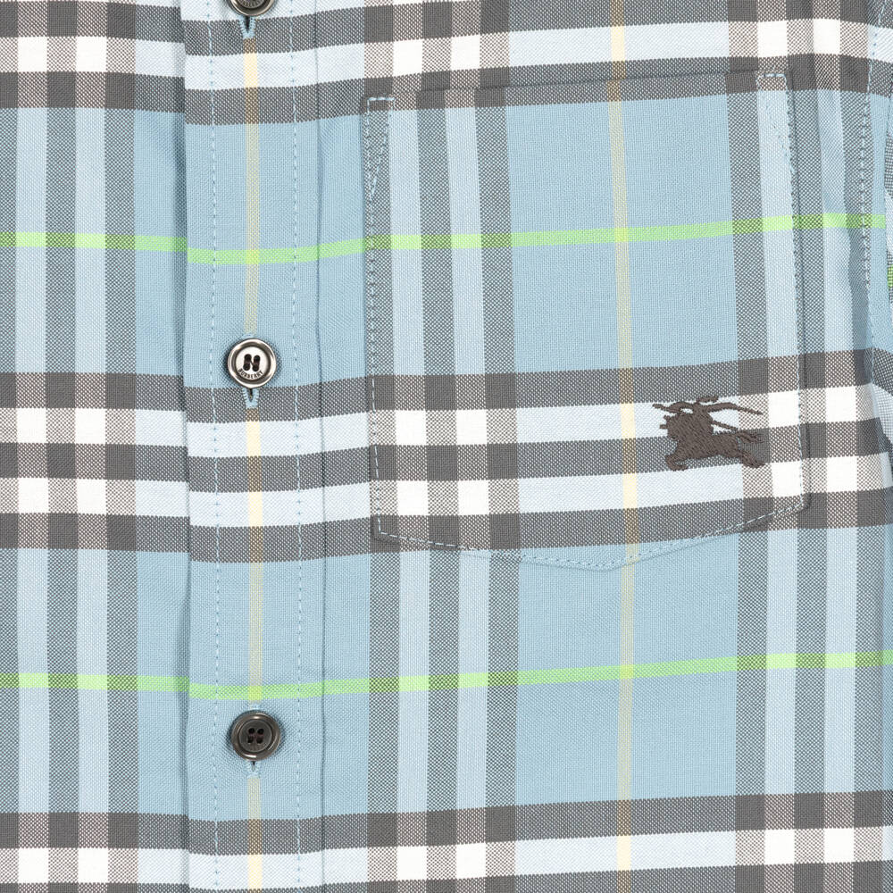 Burberry-Boys Blue Burberry Check Shirt | Childrensalon