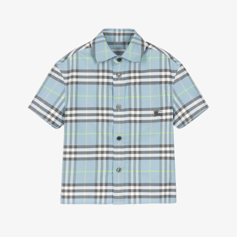 Burberry-Boys Blue Burberry Check Shirt | Childrensalon