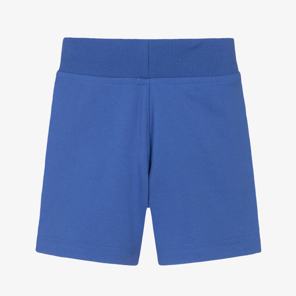 Burberry-Boys Blue Cotton Jersey Shorts with Beige Check Trim | Childrensalon