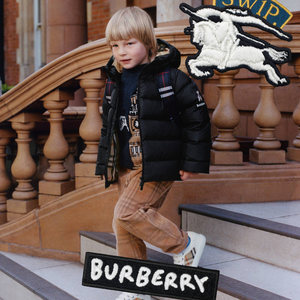 Burberry-Boys Blue Wool Knit Sweater with Big Ben Graphic | Childrensalon