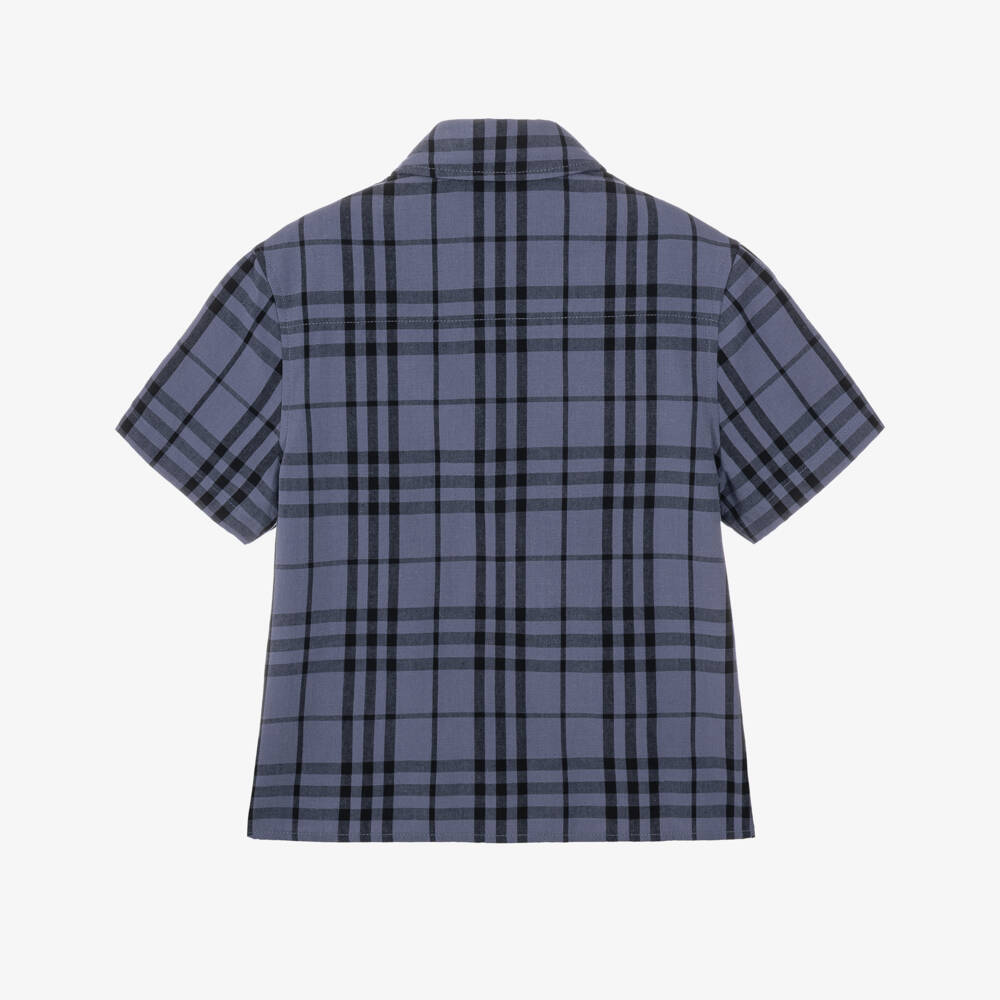 Burberry-Boys Damson Blue Burberry Check Shirt | Childrensalon