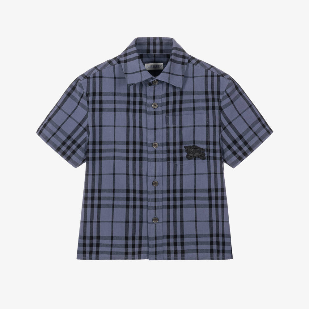 Burberry-Boys Damson Blue Burberry Check Shirt | Childrensalon