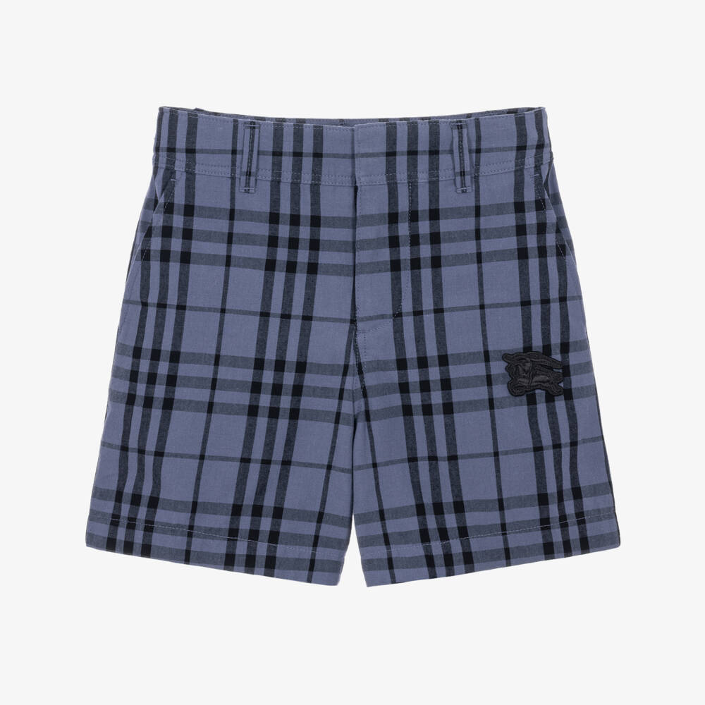 Burberry-Boys Damson Blue Burberry Check Shorts | Childrensalon