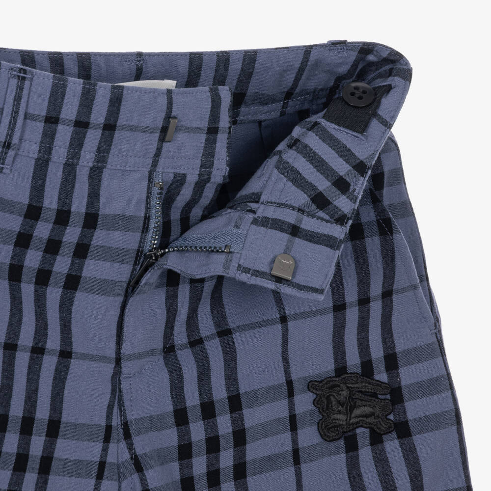 Burberry-Boys Damson Blue Burberry Check Shorts | Childrensalon