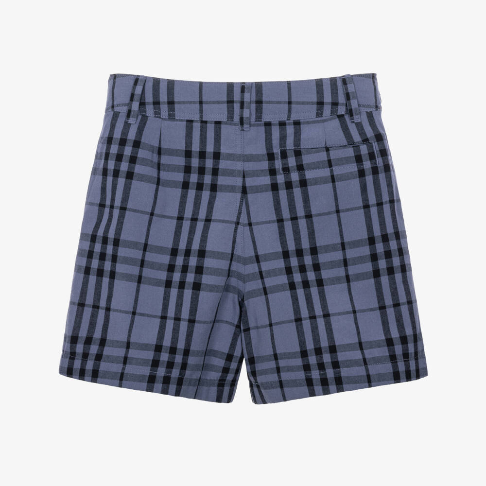 Burberry-Boys Damson Blue Burberry Check Shorts | Childrensalon