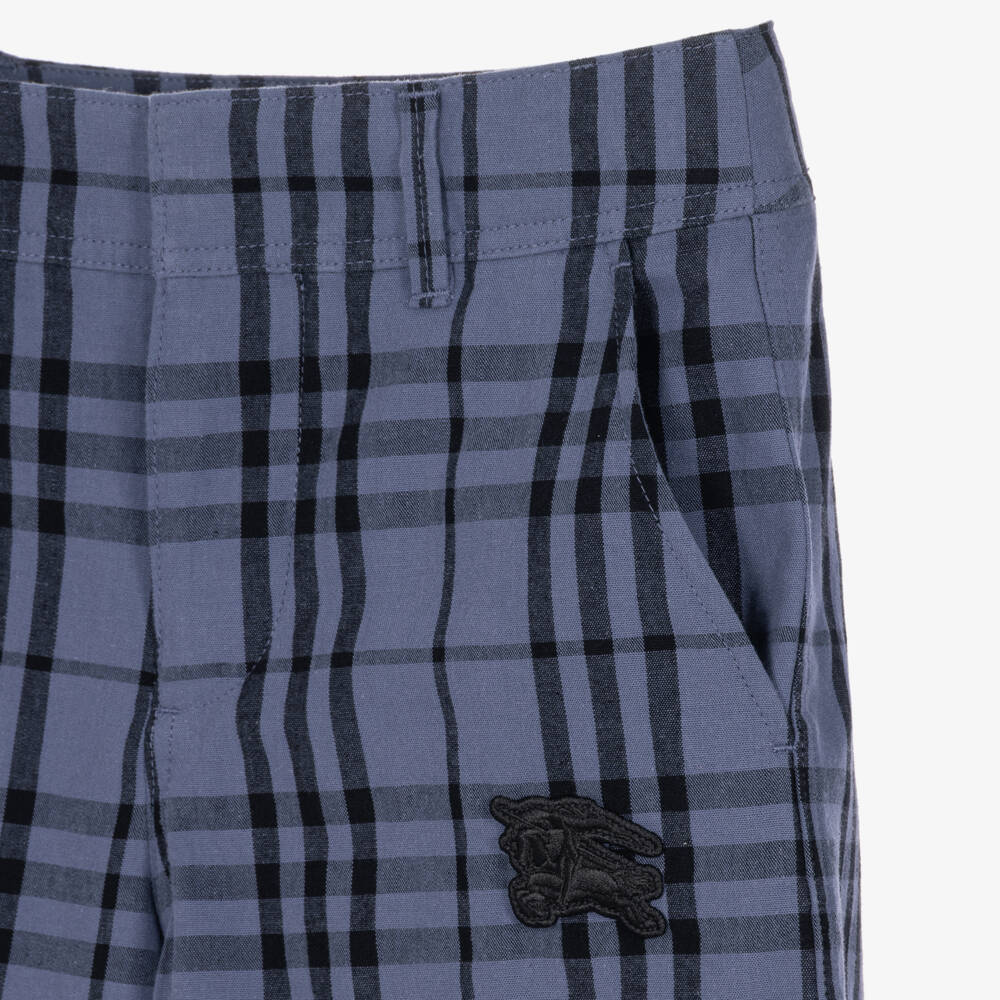 Burberry-Boys Damson Blue Burberry Check Shorts | Childrensalon