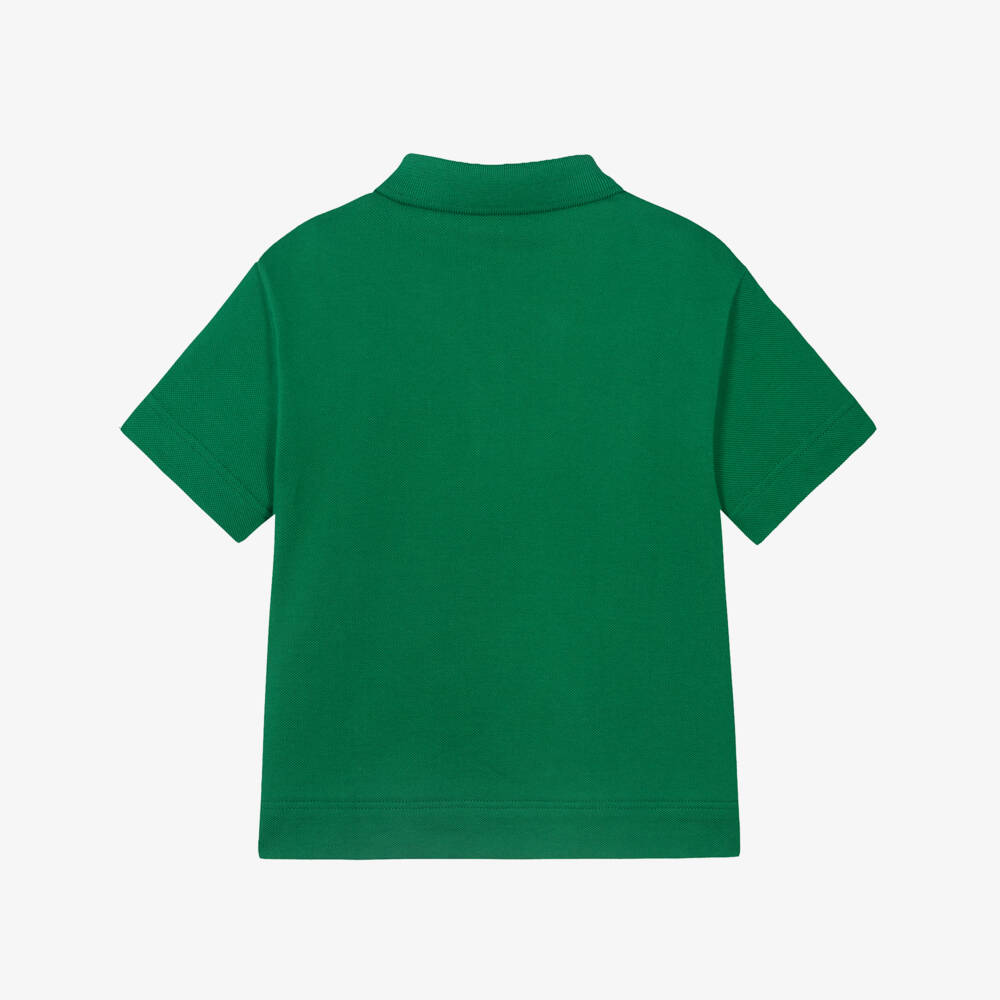 Burberry-Boys Green Cotton Piqué EKD Polo Shirt | Childrensalon