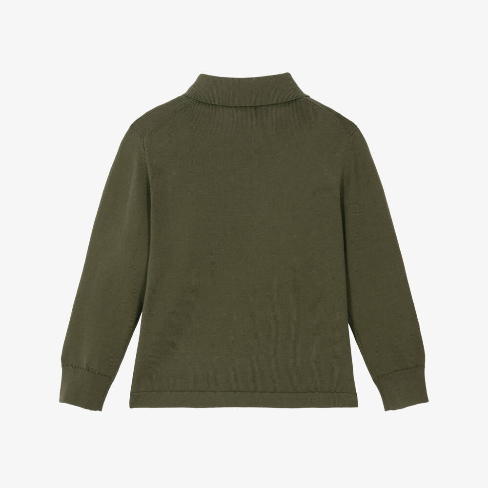 Burberry-Boys Green EKD Logo Polo Sweater | Childrensalon