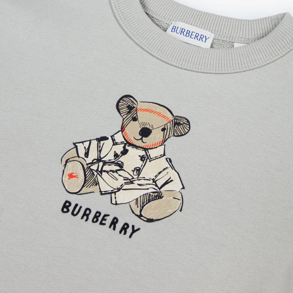 Burberry-Boys Grey Thomas Bear Cotton Sweatshirt | Childrensalon