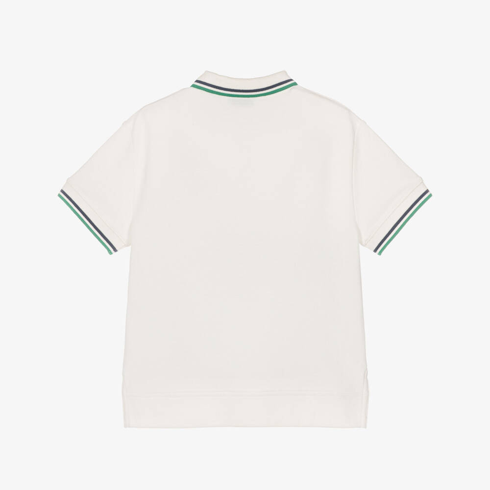 Burberry-Boys Ivory Cotton Piqué Polo Shirt | Childrensalon