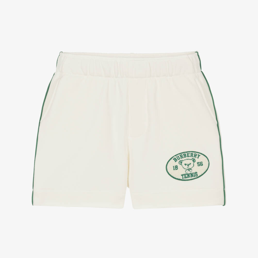 Burberry-Boys Ivory Cotton Tennis Bear Shorts | Childrensalon