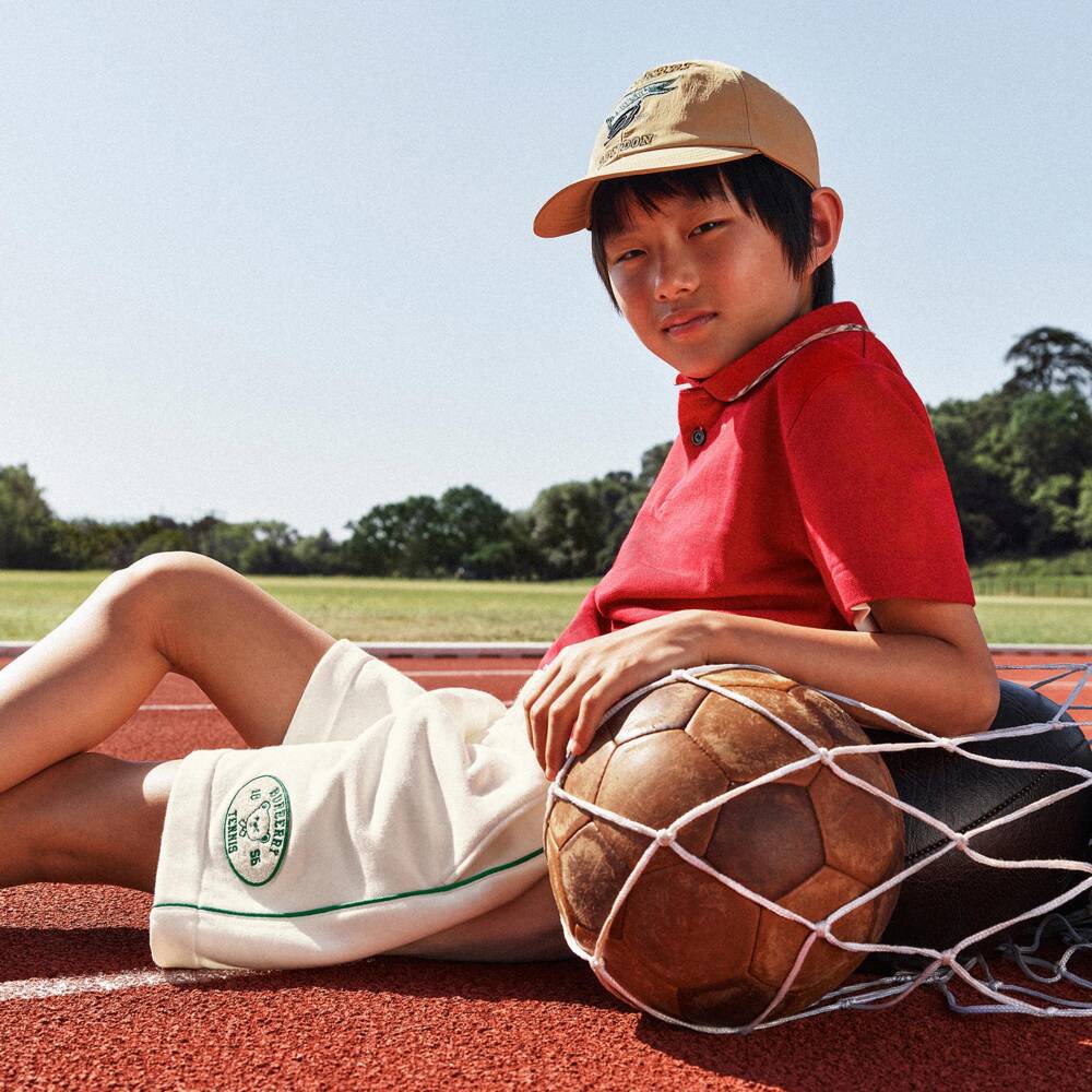 Burberry-Boys Ivory Cotton Tennis Bear Shorts | Childrensalon
