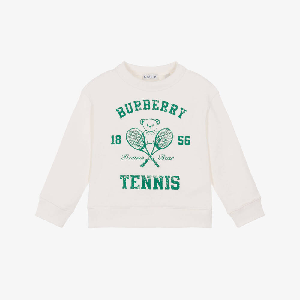 Burberry-Boys Ivory Cotton Tennis Bear Sweatshirt | Childrensalon