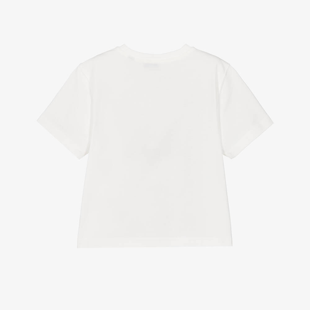 Burberry-Boys Ivory Cotton Tennis Bear T-Shirt | Childrensalon