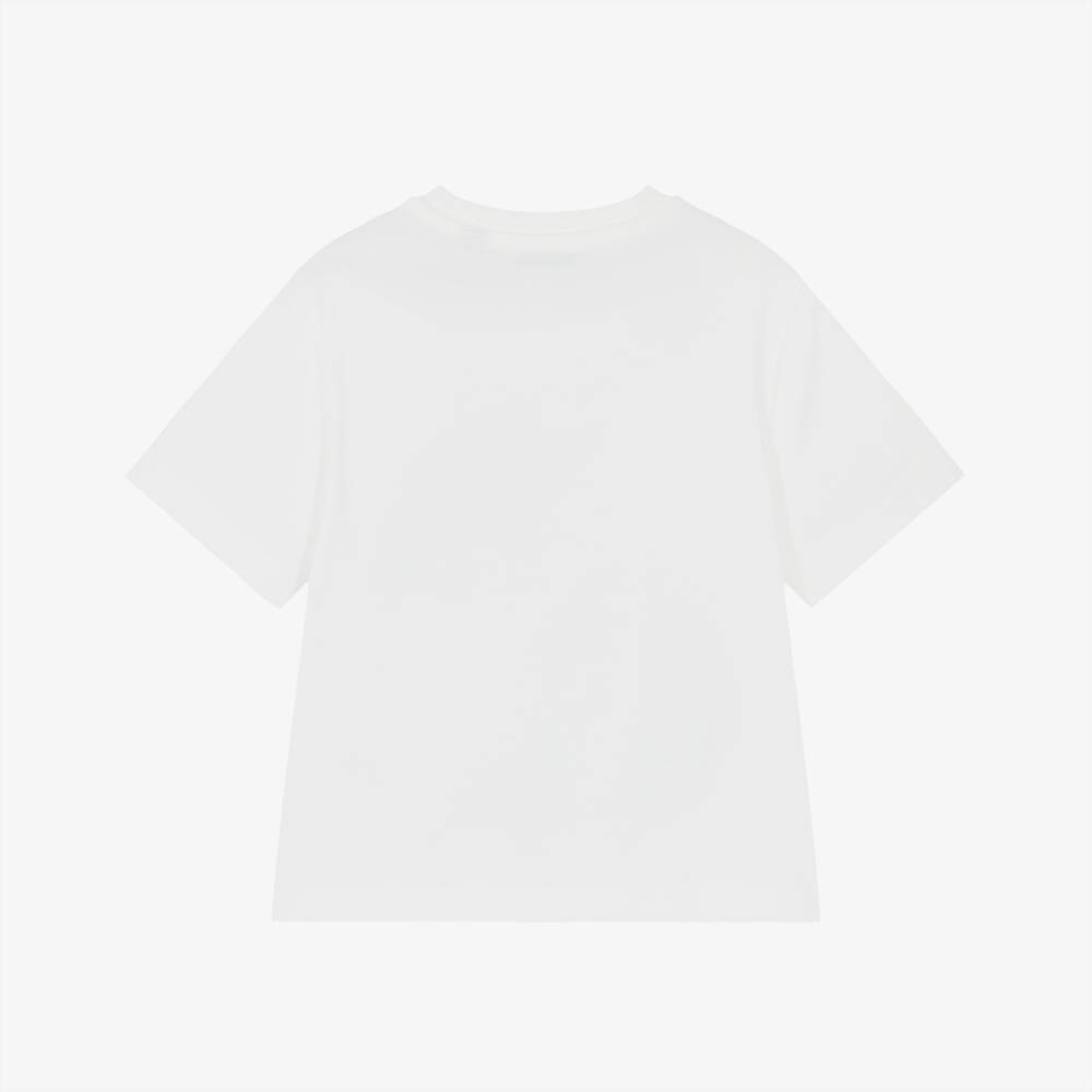 Burberry-Boys Ivory Cotton Thomas Bear Print T-Shirt | Childrensalon