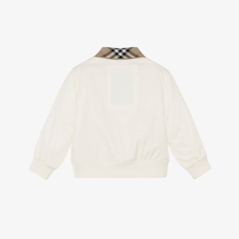 Burberry-Boys Ivory Cotton Twill Hayfield Harrington Jacket | Childrensalon