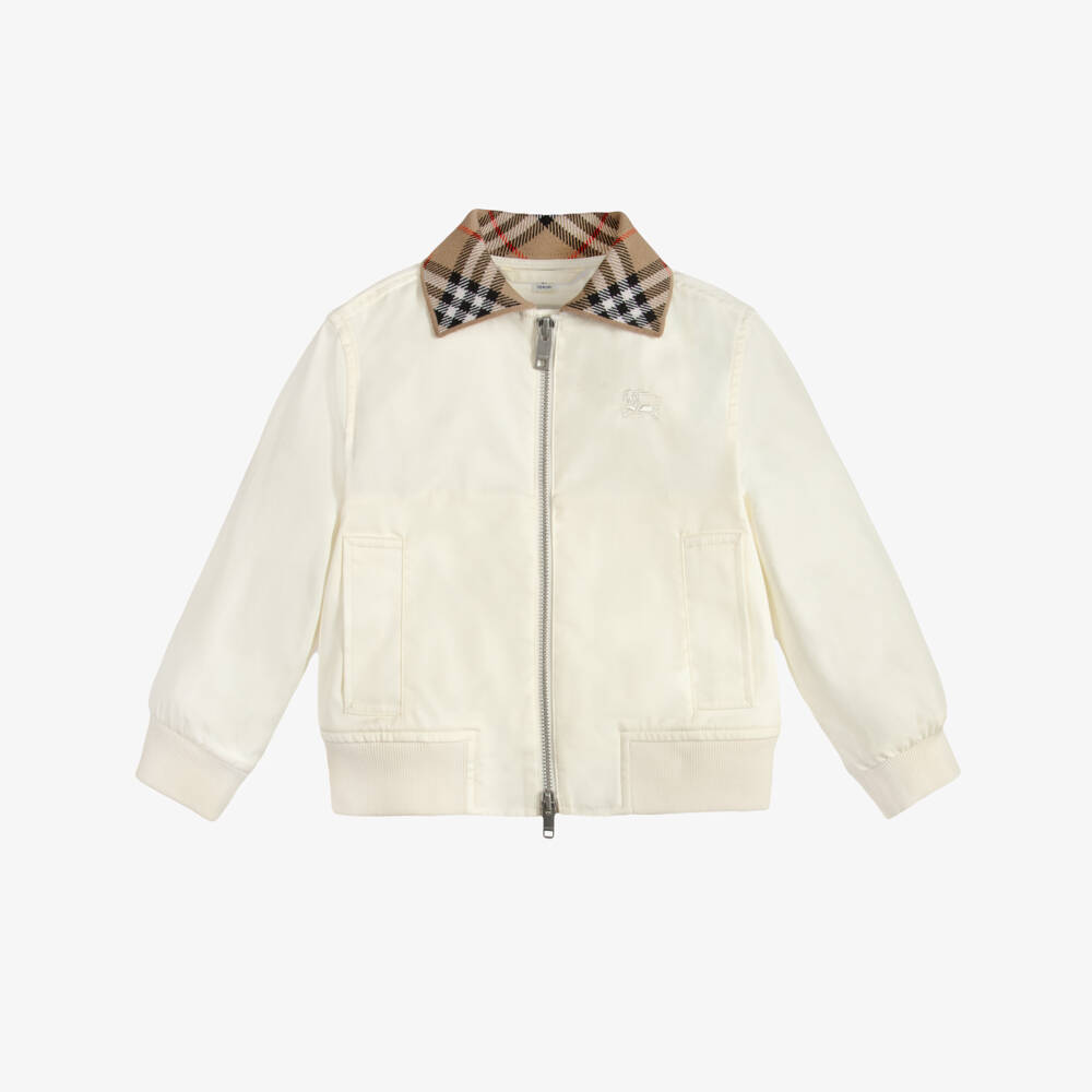 Burberry-Boys Ivory Hayfield Harrington Jacket in Cotton Twill | Childrensalon