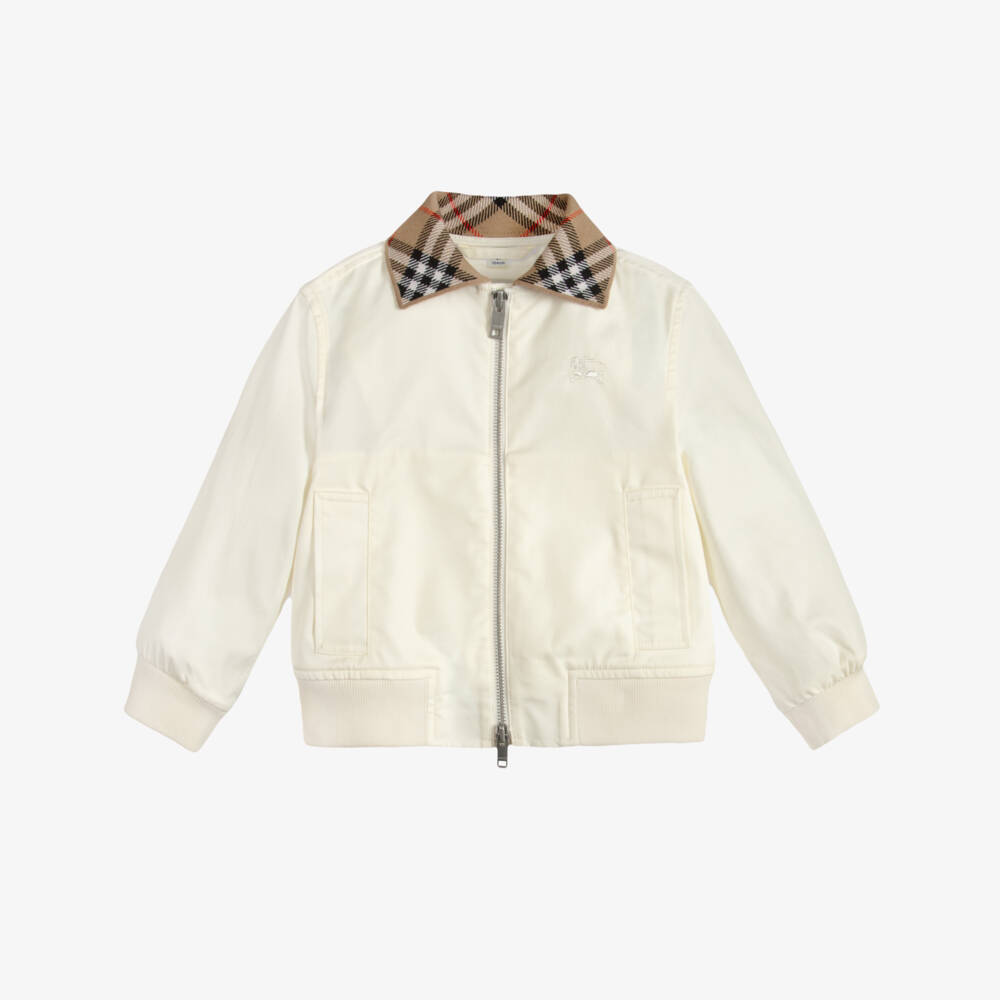 Burberry-Boys Ivory Hayfield Harrington Jacket in Cotton Twill | Childrensalon