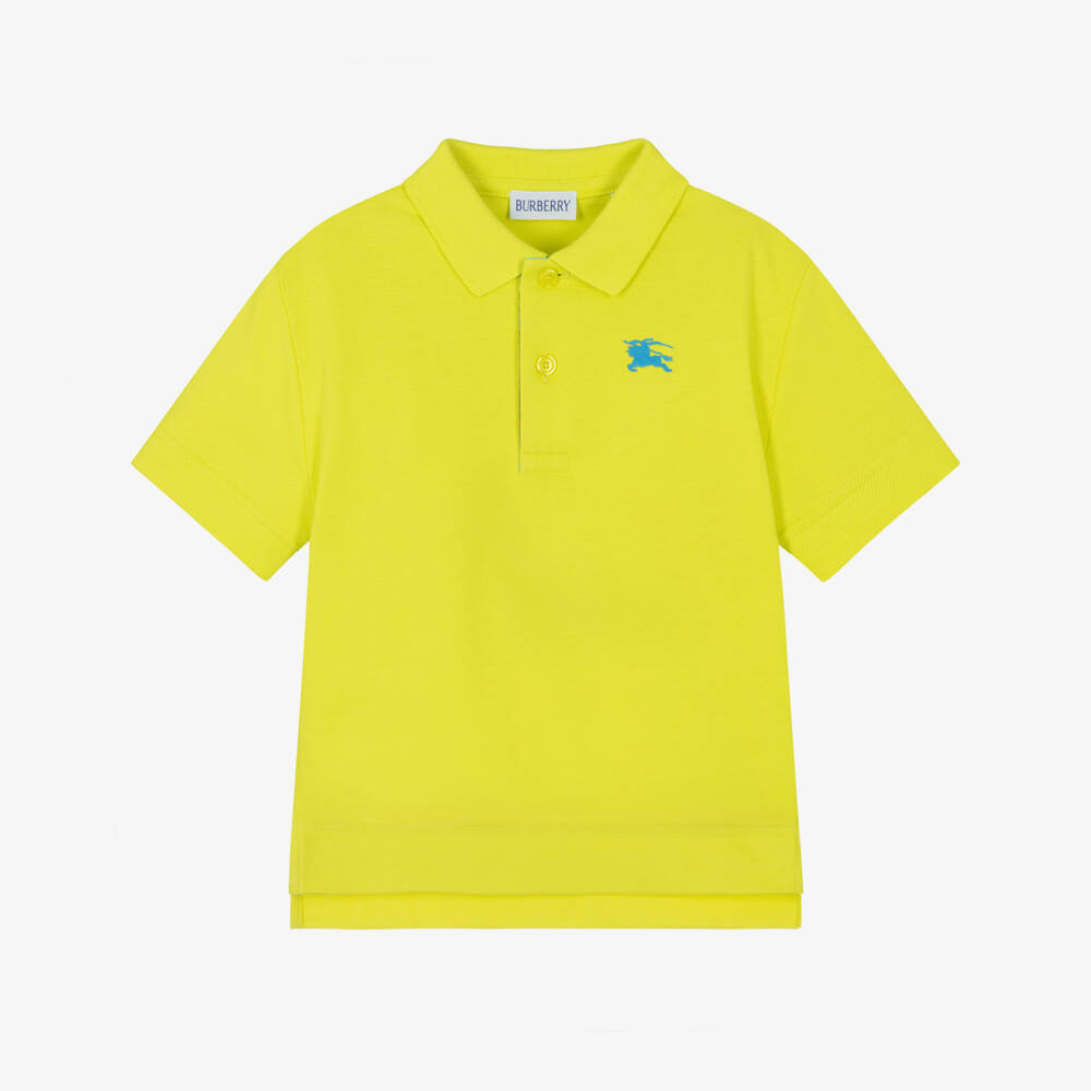 Burberry-Boys Lime Green Cotton Piqué Polo Shirt | Childrensalon