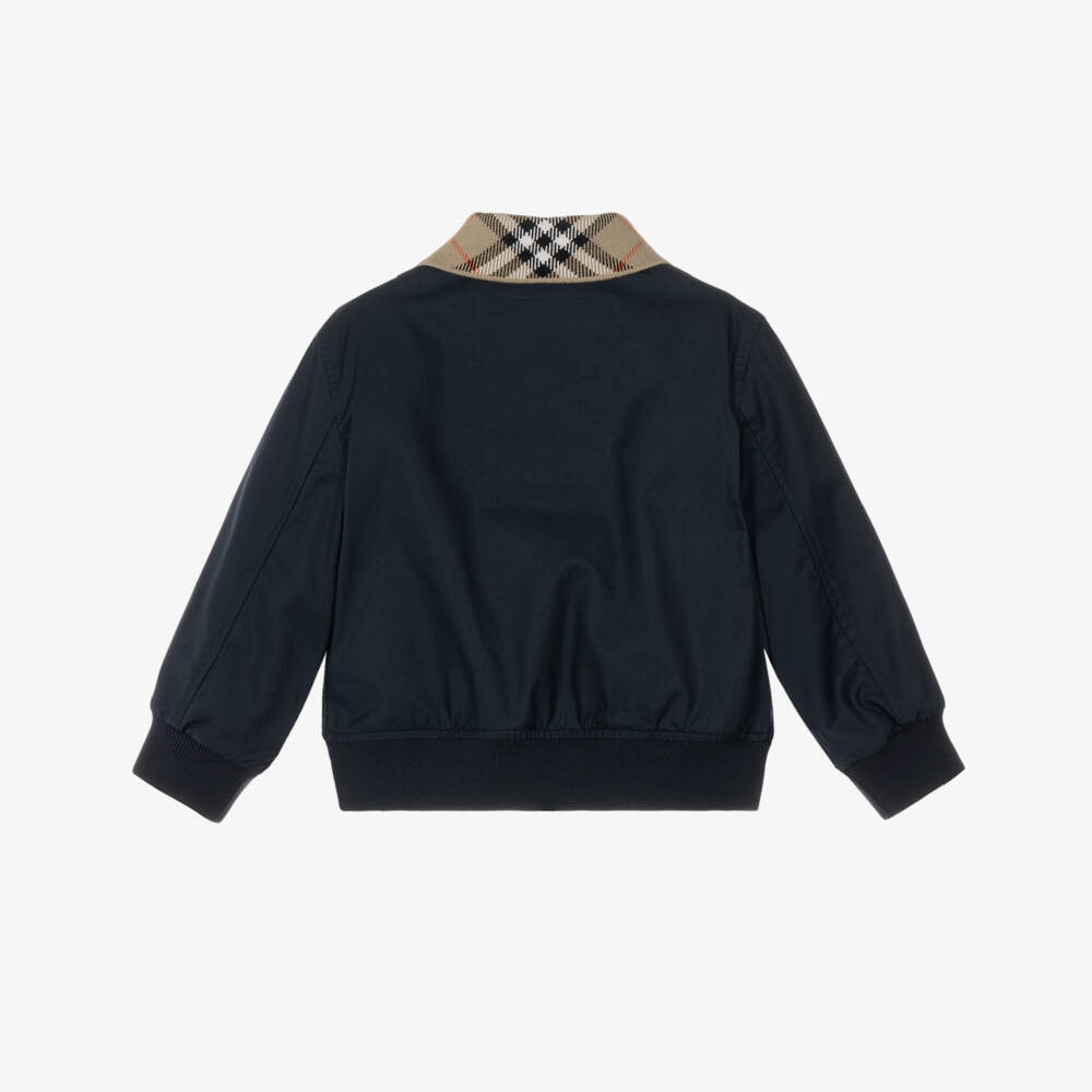 Burberry-Boys Navy Blue Hayfield Harrington Jacket in Cotton Twill | Childrensalon
