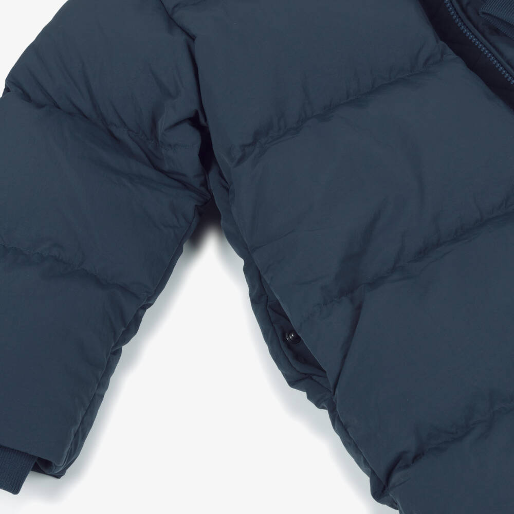 Burberry-Boys Navy Blue Puffer Coat with EKD Embroidery | Childrensalon