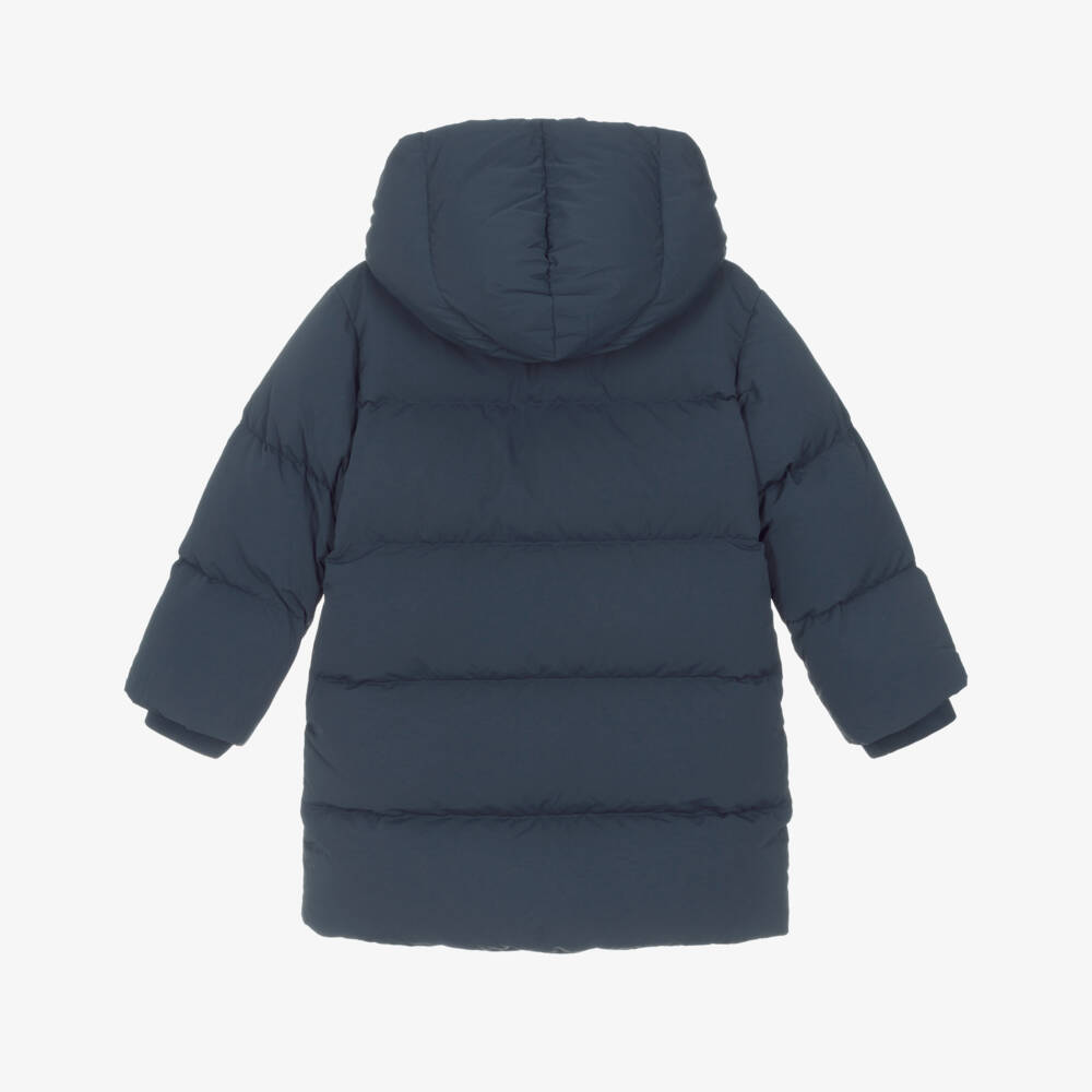 Burberry-Boys Navy Blue Puffer Coat with EKD Embroidery | Childrensalon