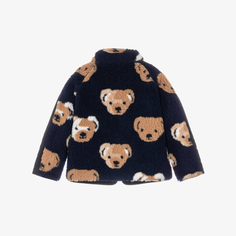 Burberry-Boys Navy Blue Thomas Bear Sherpa Jacket | Childrensalon