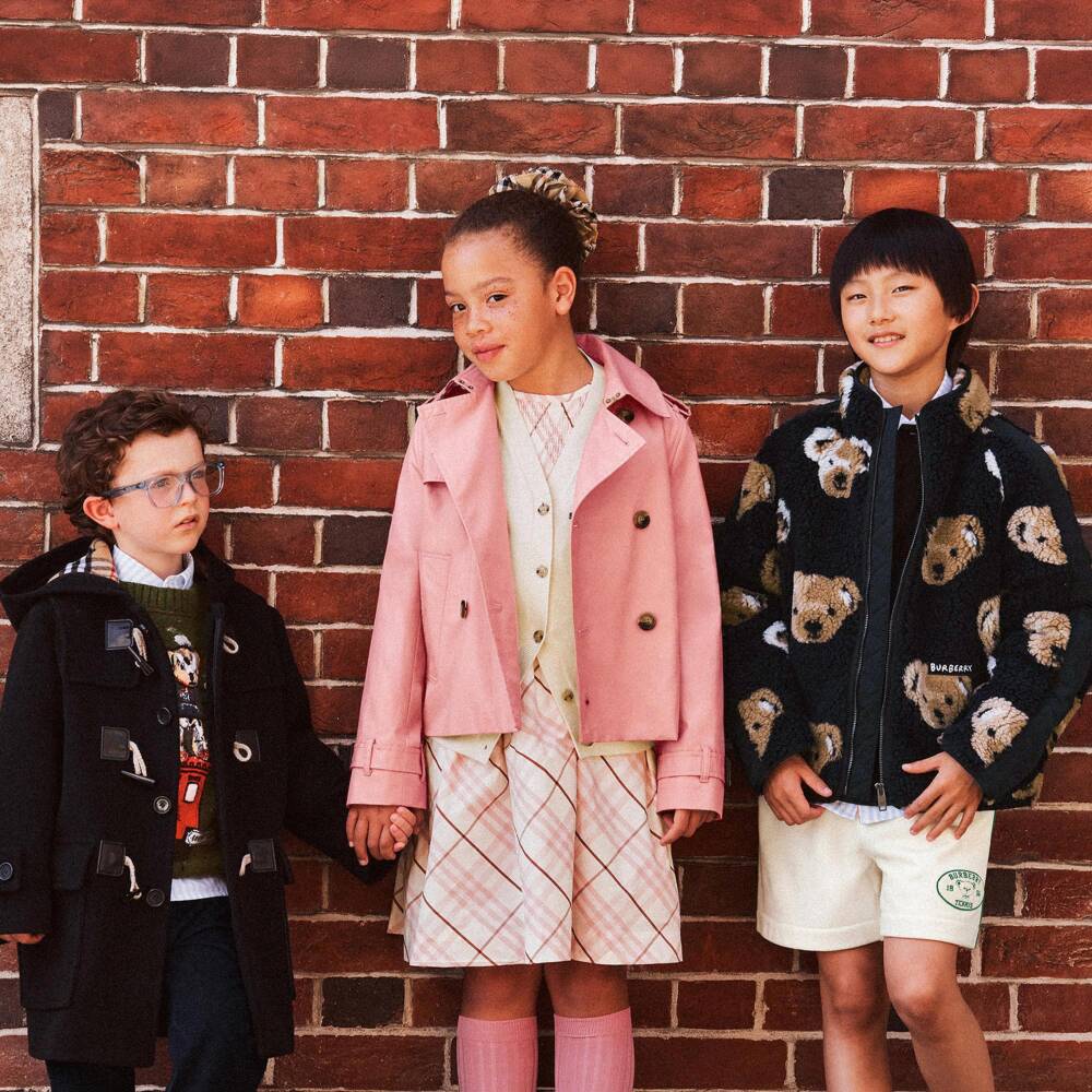 Burberry-Boys Navy Blue Thomas Bear Sherpa Jacket | Childrensalon