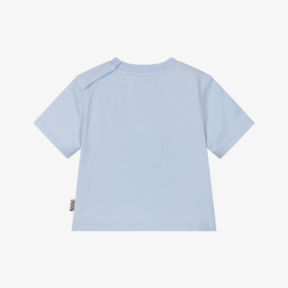 Burberry-تيشيرت قطن بشعار EKD لون أزرق فاتح للأولاد | Childrensalon