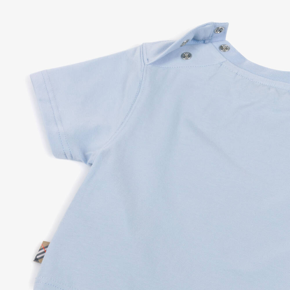 Burberry-تيشيرت قطن بشعار EKD لون أزرق فاتح للأولاد | Childrensalon