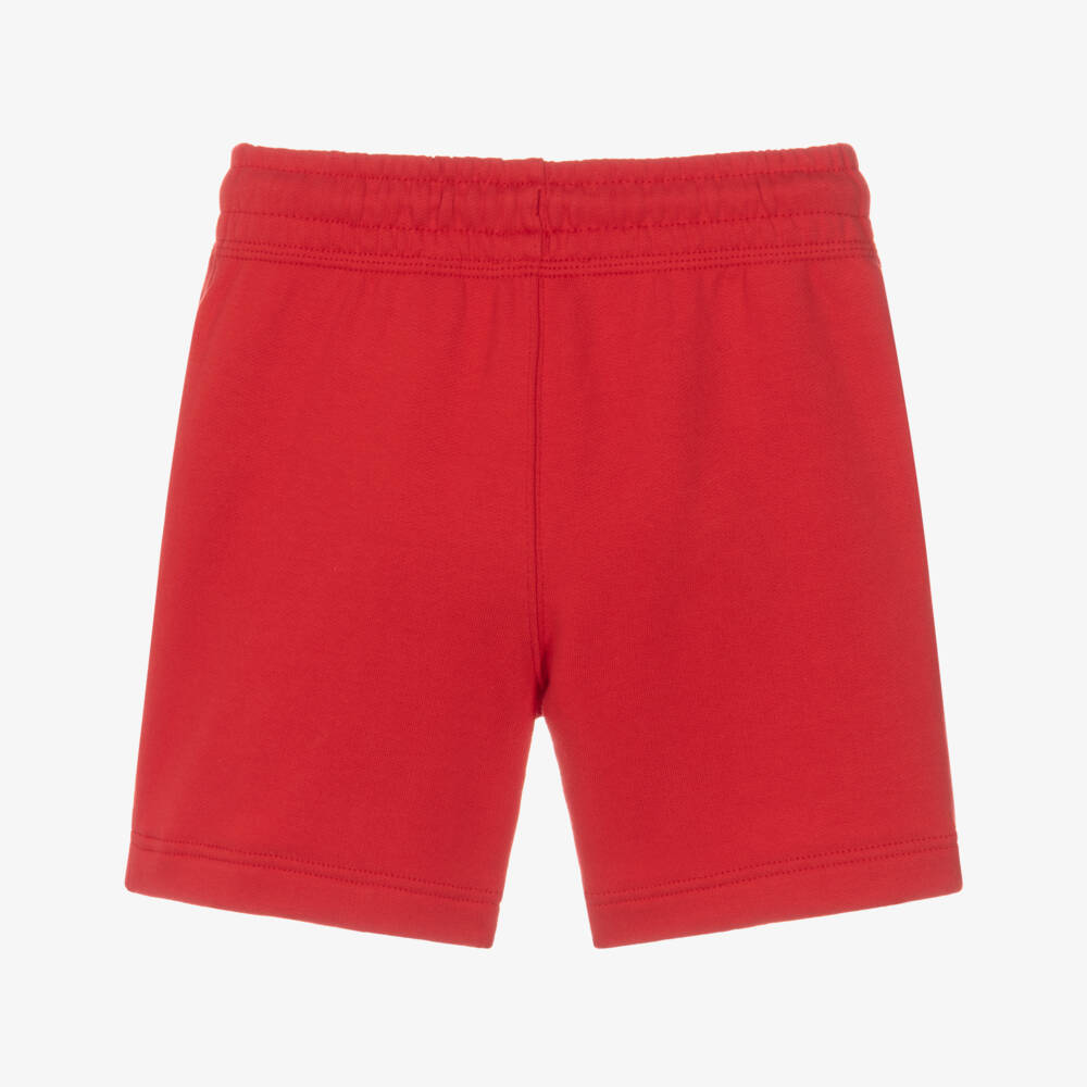 Burberry-Boys Red Cotton Jersey Shorts with EKD Appliqué | Childrensalon