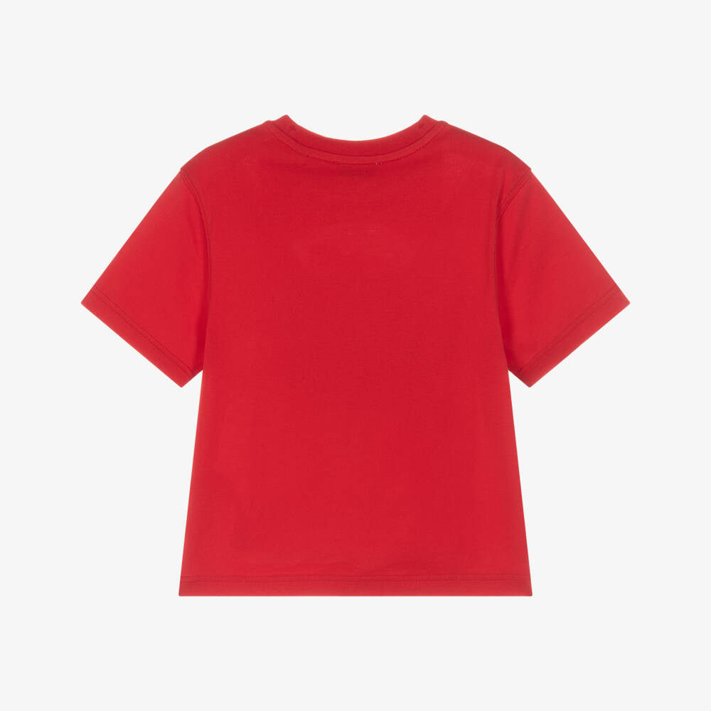 Burberry-تيشيرت قطن بشعار EKD ملون لون أحمر للأولاد | Childrensalon