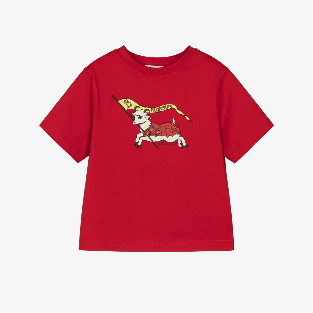 Burberry-Boys Red Lunar New Year T-Shirt | Childrensalon