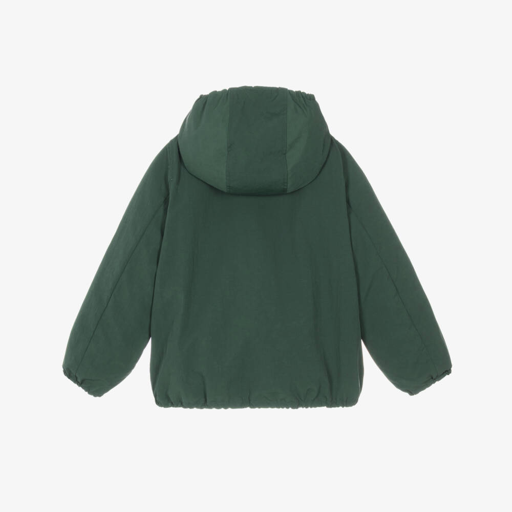 Burberry-Boys Reversible Green Check Hooded Jacket | Childrensalon