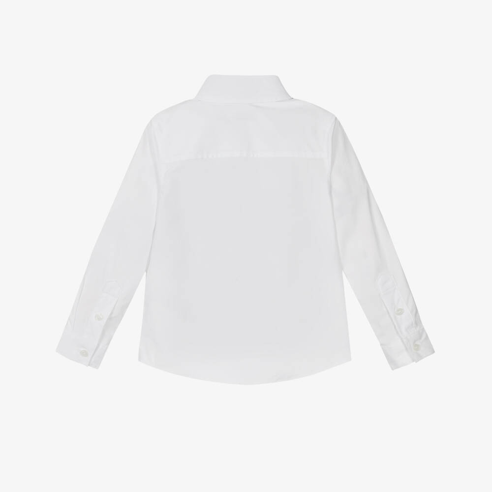 Burberry-Boys White Cotton EKD Logo Shirt | Childrensalon