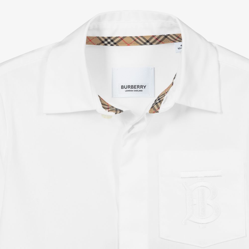 Burberry-Boys White Monogram Shirt | Childrensalon