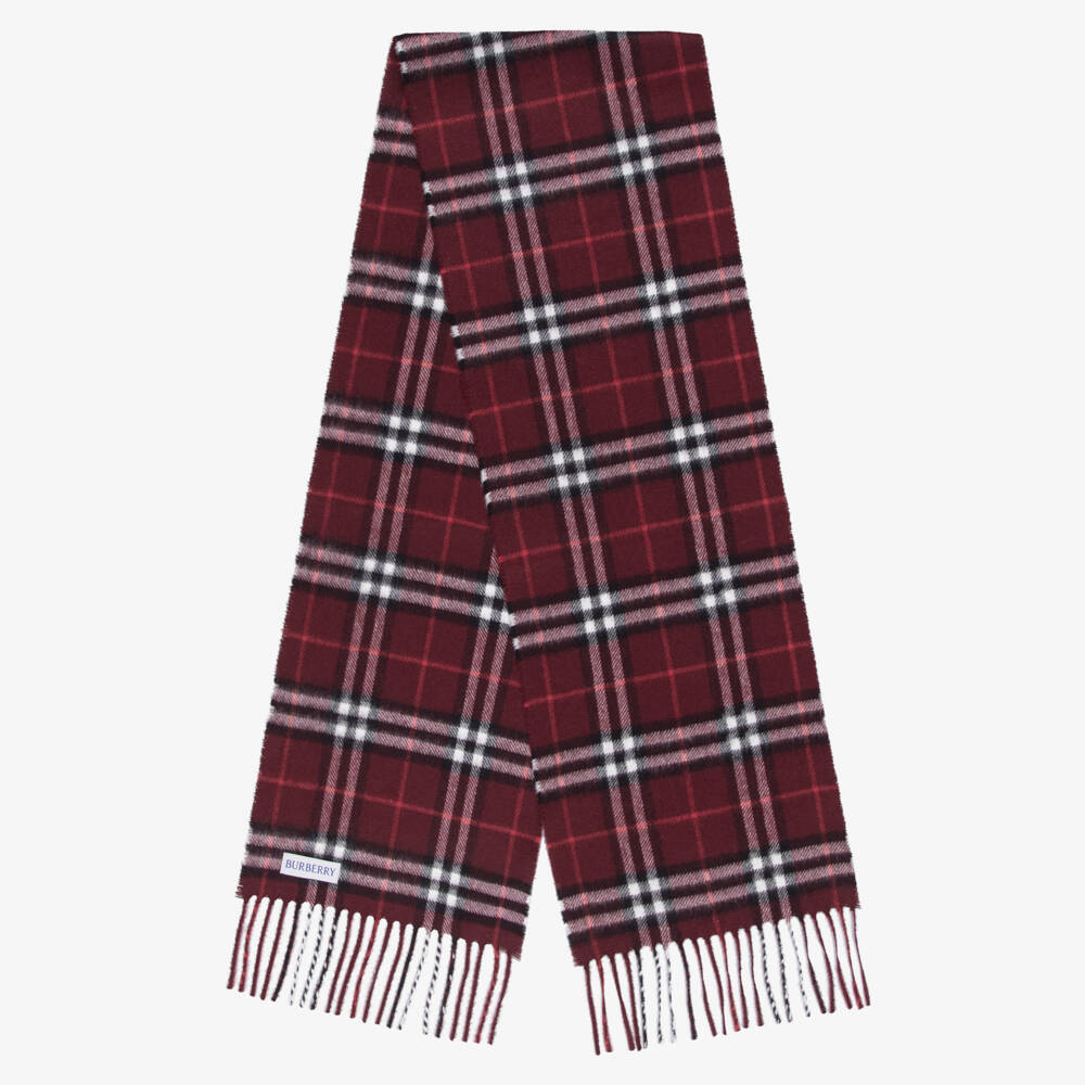 Burberry-Burgundy House Check Cashmere Scarf (127cm) | Childrensalon