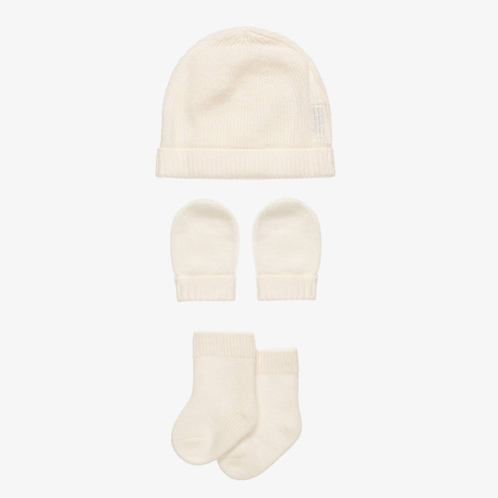 Burberry-Cashmere Hat & Mittens Gift Set for Baby | Childrensalon